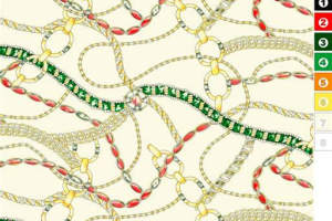 链条与宝石交织的复古风面料印花素材，适用于服装印花设计