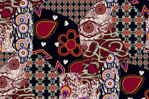 复古拼贴风面料印花素材，适用于服装印花设计的高辨识度花型图库