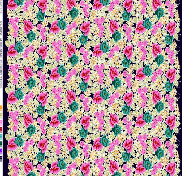 复古花卉面料印花素材图,适用于服装印花设计与数码印染