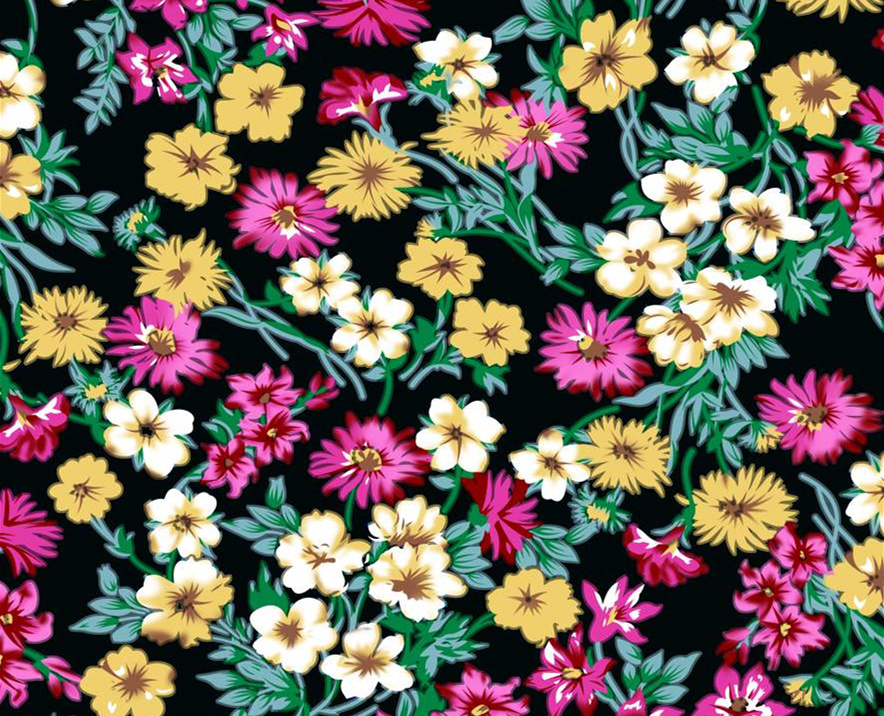 复古花卉面料印花素材,适用于春夏服装印花设计