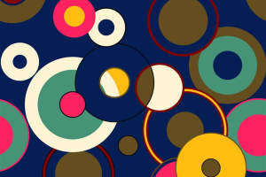 复古几何圆环面料印花素材，适用于服装印花设计与数码印染