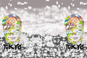 花卉骷髅融合风面料印花素材，适用于潮牌服装印花设计