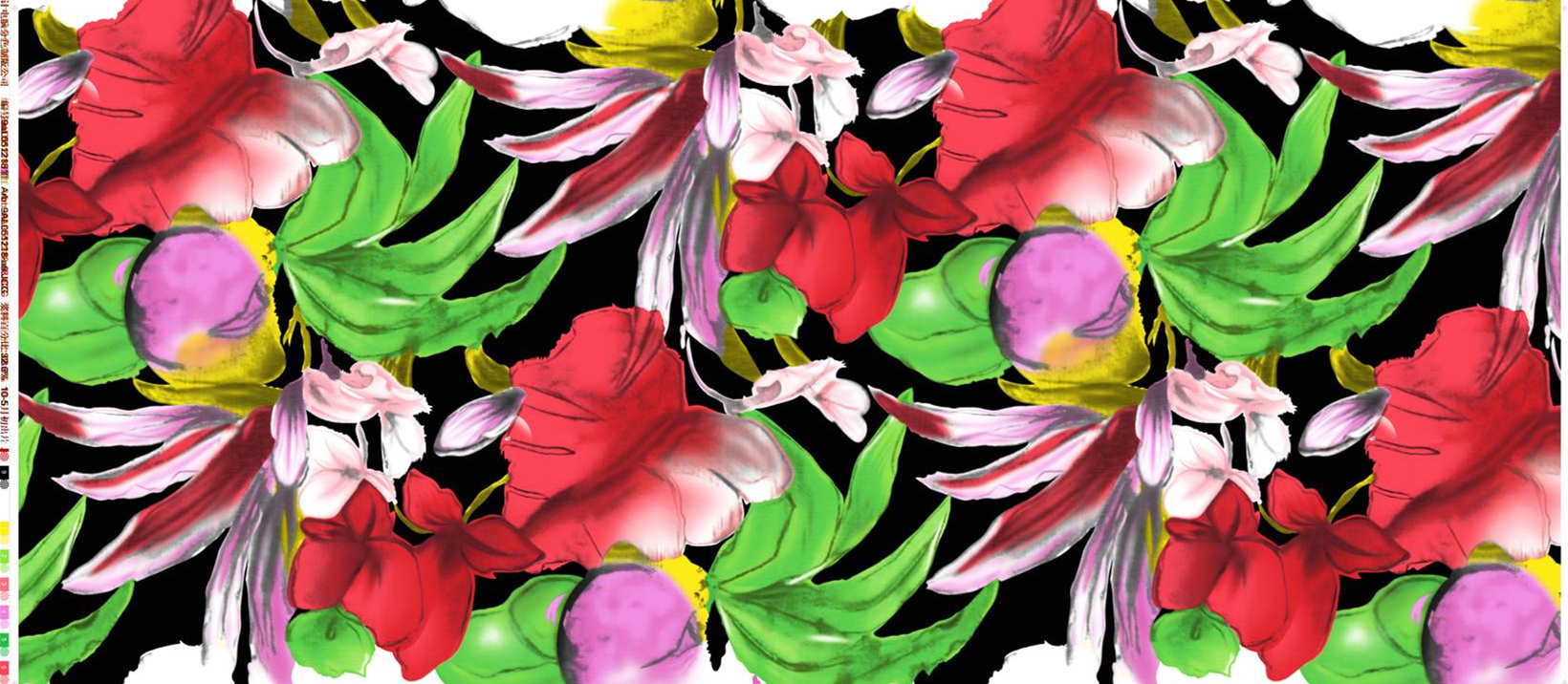 热带花卉风格面料印花素材,适用于服装印花设计与数码印染