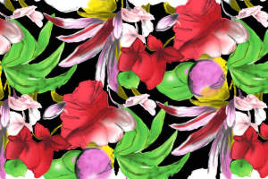 热带花卉风格面料印花素材，适用于服装印花设计与数码印染
