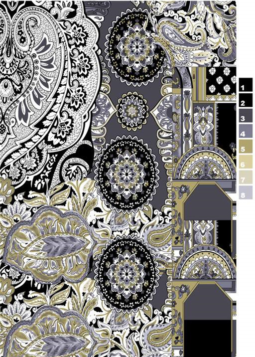 复古佩斯利与曼陀罗融合的服装印花素材,高精度面料印花设计图