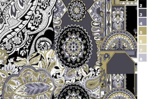 复古佩斯利与曼陀罗融合的服装印花素材，高精度面料印花设计图