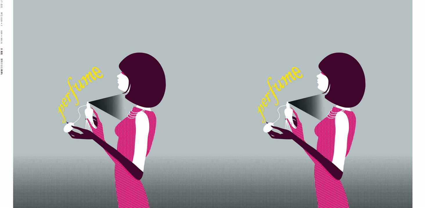 复古波点女性插画风面料印花素材,适用于服装印花设计