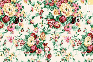 复古花卉面料印花素材图，适用于服装印花设计与数码印染