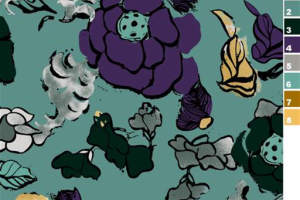 复古手绘风面料印花素材，适用于服装印花设计的原创花型图案