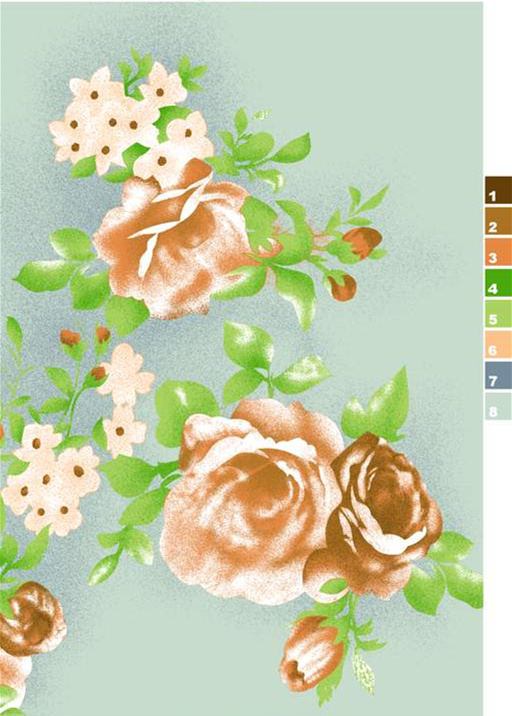 复古玫瑰花卉面料印花素材,适用于服装印花设计与数码印染