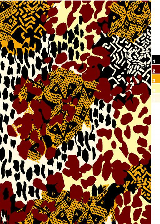 复古几何与豹纹混搭面料印花素材,适用于服装印花设计