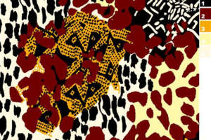 复古几何与豹纹混搭面料印花素材，适用于服装印花设计