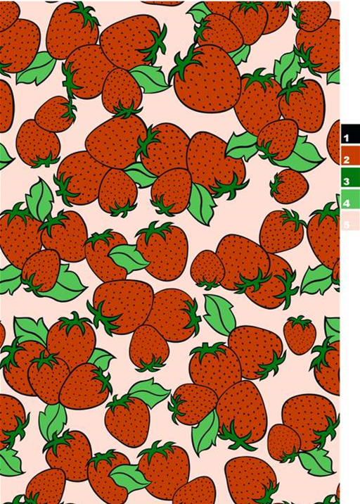 草莓手绘风面料印花素材,适用于童装与夏季服装印花设计