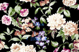 复古花卉面料印花素材图，适用于服装印花设计与数码印染