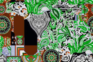 复古民族风面料印花素材图，适用于服装印花设计与数码印染