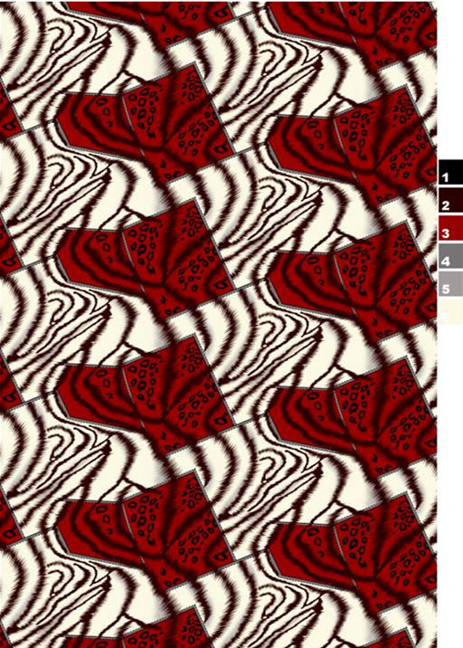 红白斑马纹拼接几何图案面料印花素材,适用于服装印花设计