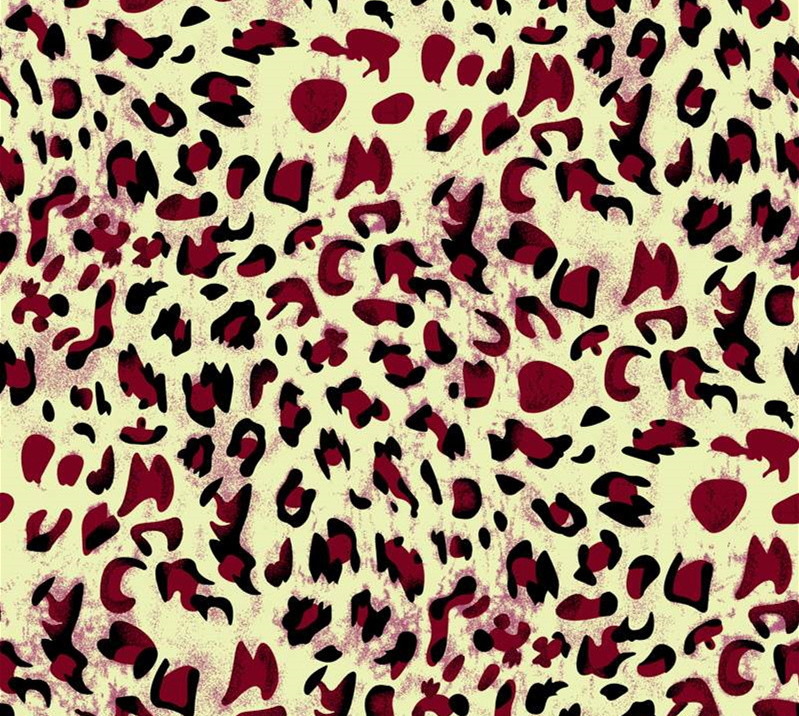 复古做旧豹纹面料印花素材,适用于服装印花设计与时尚服饰开发