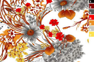 复古手绘风花卉面料印花素材，适用于服装印花设计与数码印染
