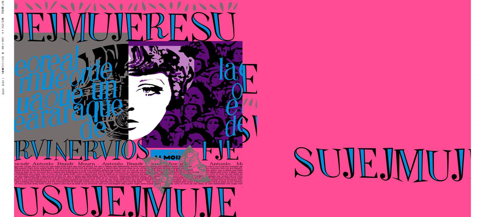 复古波普风面料印花素材,适用于服装印花设计的高对比度人像拼贴图案