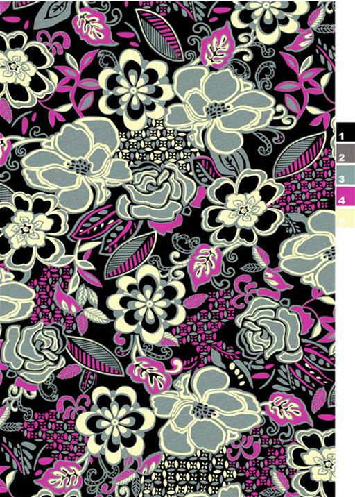 复古花卉面料印花素材,适用于服装印花设计的高对比度图案