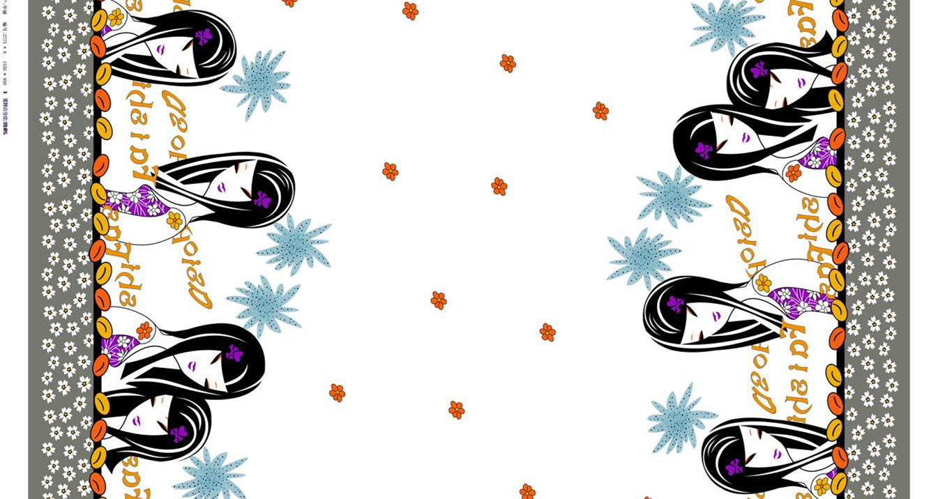 复古波普风女性插画面料印花素材,适用于服装印花设计