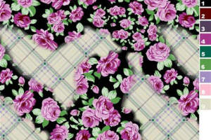 复古玫瑰格纹面料印花素材，适用于服装印花设计与数码印染