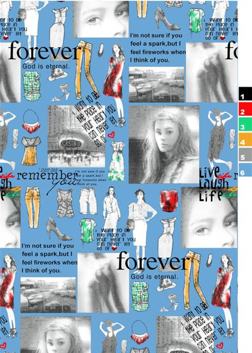 复古拼贴风面料印花素材,适用于服装印花设计与创意服饰开发