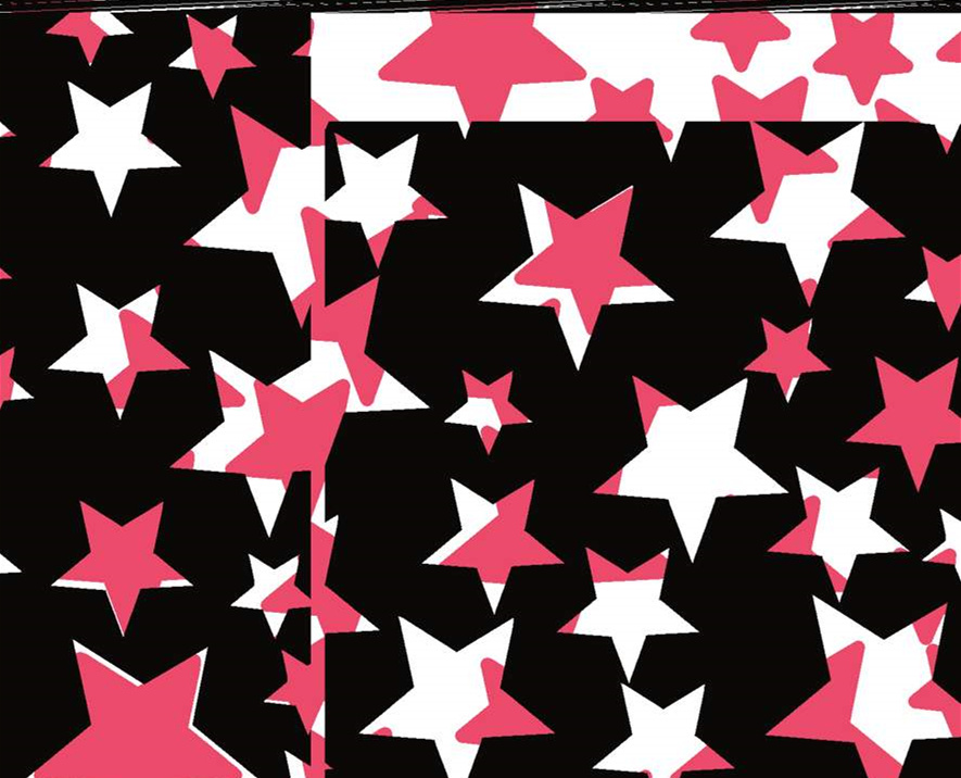 黑白粉星形几何面料印花素材,适用于潮流服装印花设计
