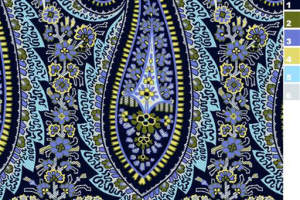 复古佩斯利花卉面料印花素材，适用于服装印花设计与数码印染