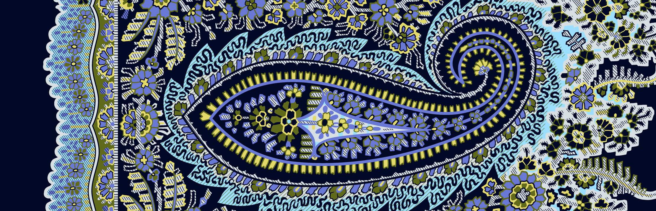 复古佩斯利花卉面料印花素材,适用于服装印花设计与数码印染