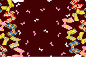 复古格纹与波点蝴蝶结面料印花素材，适用于儿童服装印花设计