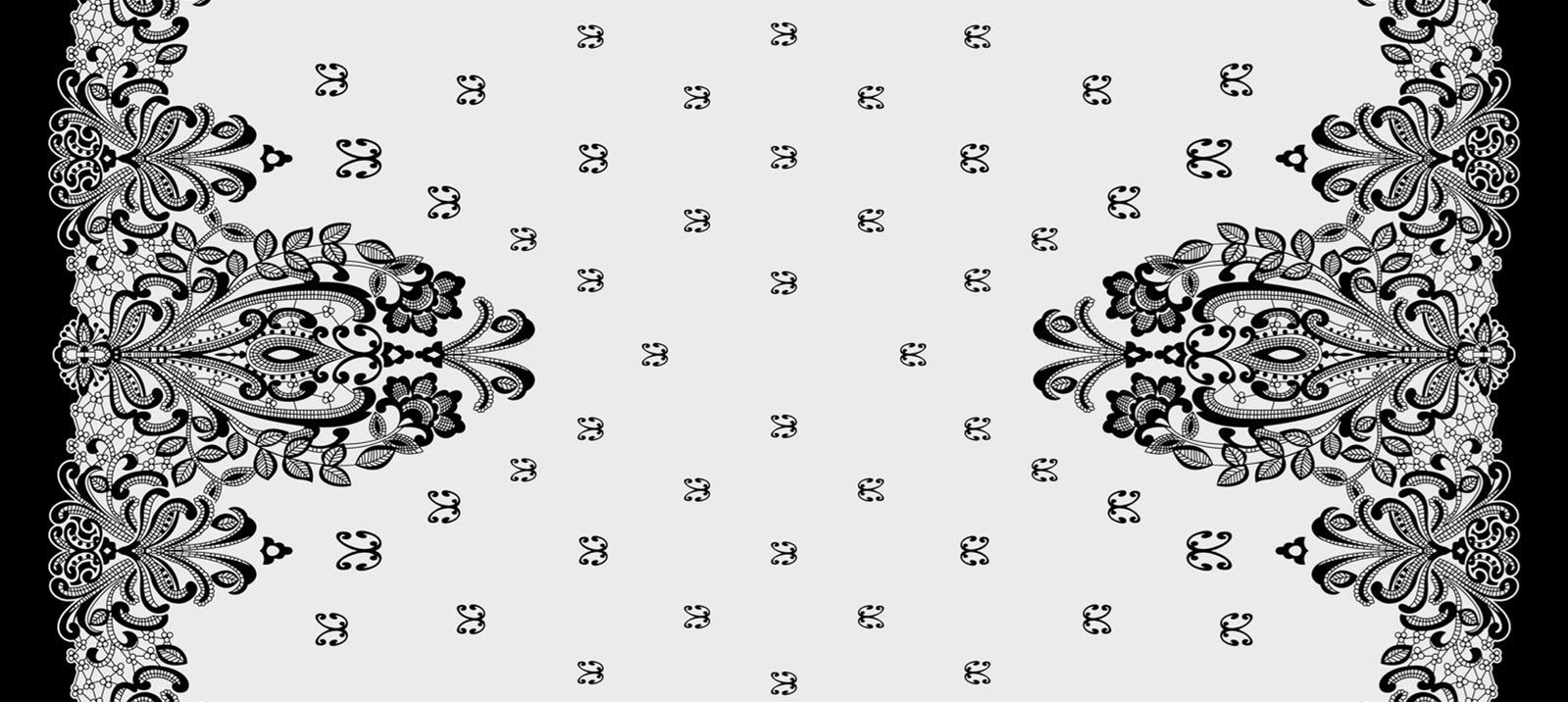 经典黑白蕾丝花卉面料印花素材,适用于高端服装印花设计