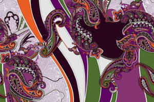 复古佩斯利纹面料印花素材，适用于服装印花设计与数码印染