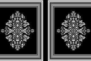 经典黑白对称巴洛克风面料印花素材，适用于高端服装印花设计