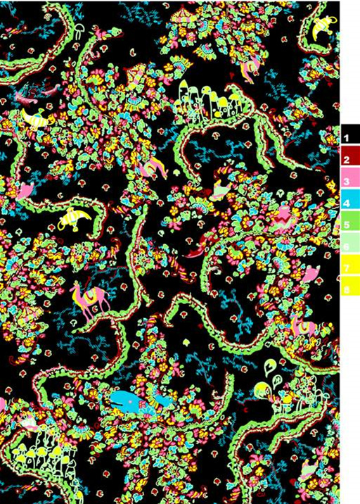 高饱和迷幻风面料印花素材,适用于潮流服装印花设计
