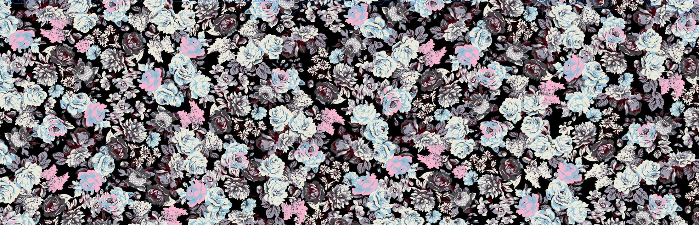 复古繁花面料印花素材图,适用于服装印花设计与数码印染