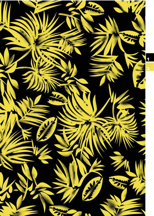 高对比度热带叶纹面料印花素材,适用于夏季服装印花设计