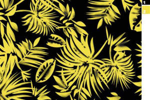 高对比度热带叶纹面料印花素材，适用于夏季服装印花设计