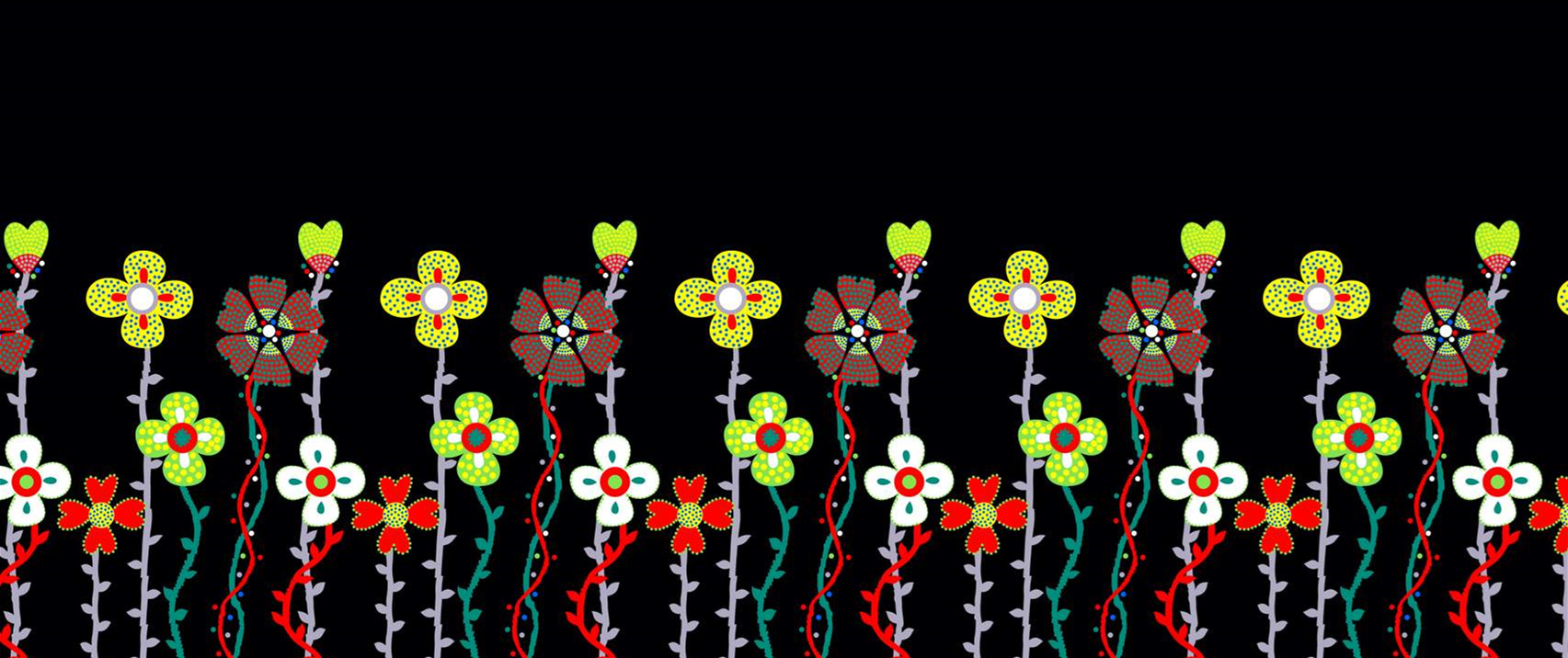 复古波点花卉面料印花素材,适用于T恤与连衣裙服装印花设计