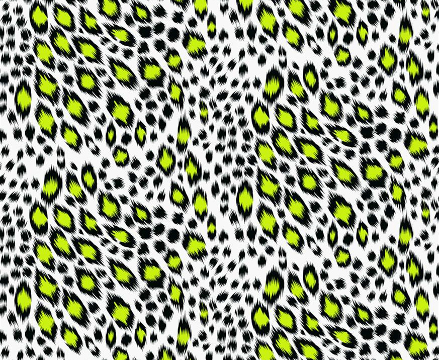 荧光绿豹纹面料印花素材,高对比度服装印花设计图