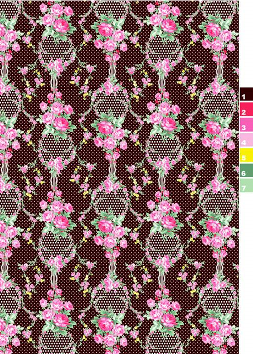 复古玫瑰藤蔓面料印花素材,适用于服装印花设计与数码印染