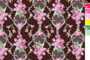 复古玫瑰藤蔓面料印花素材，适用于服装印花设计与数码印染