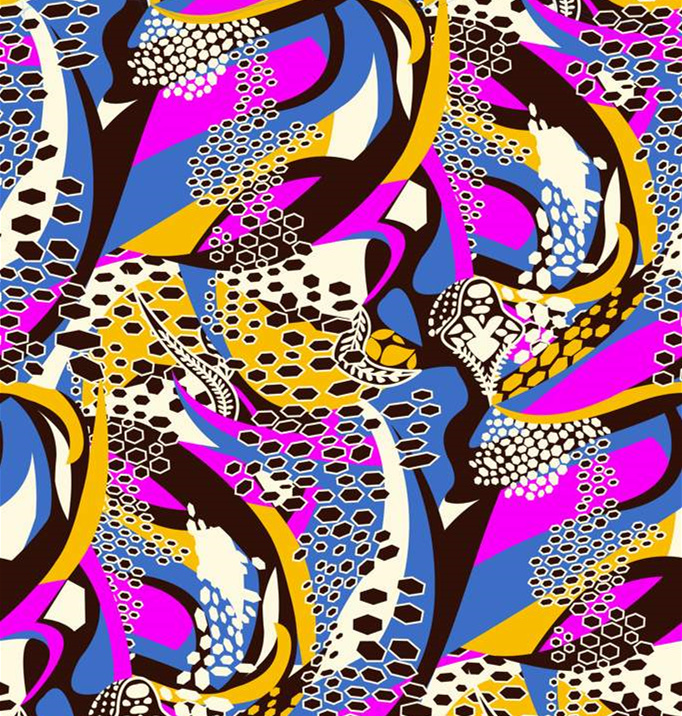 抽象几何风面料印花素材,适用于潮流服装印花设计