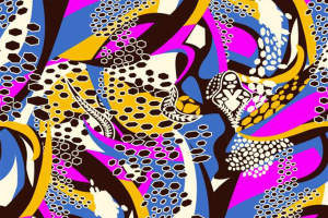 抽象几何风面料印花素材，适用于潮流服装印花设计