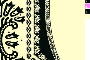 复古民族风面料印花素材，适用于服装印花设计的高对比度边饰图案