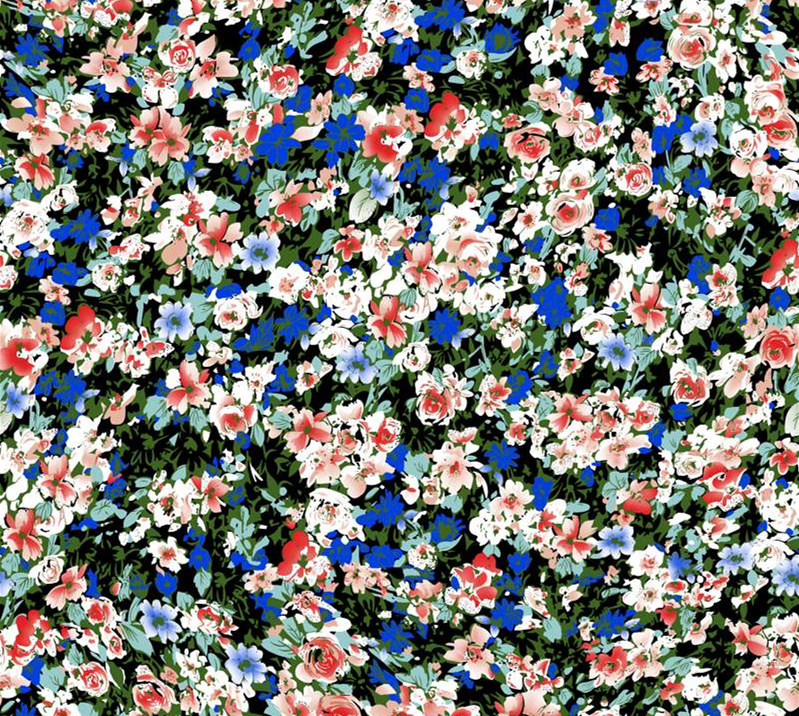 复古繁花面料印花素材,适用于春夏服装印花设计