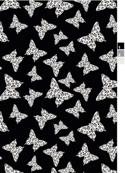 黑白豹纹蝴蝶面料印花素材,适用于服装印花设计的原创花型图