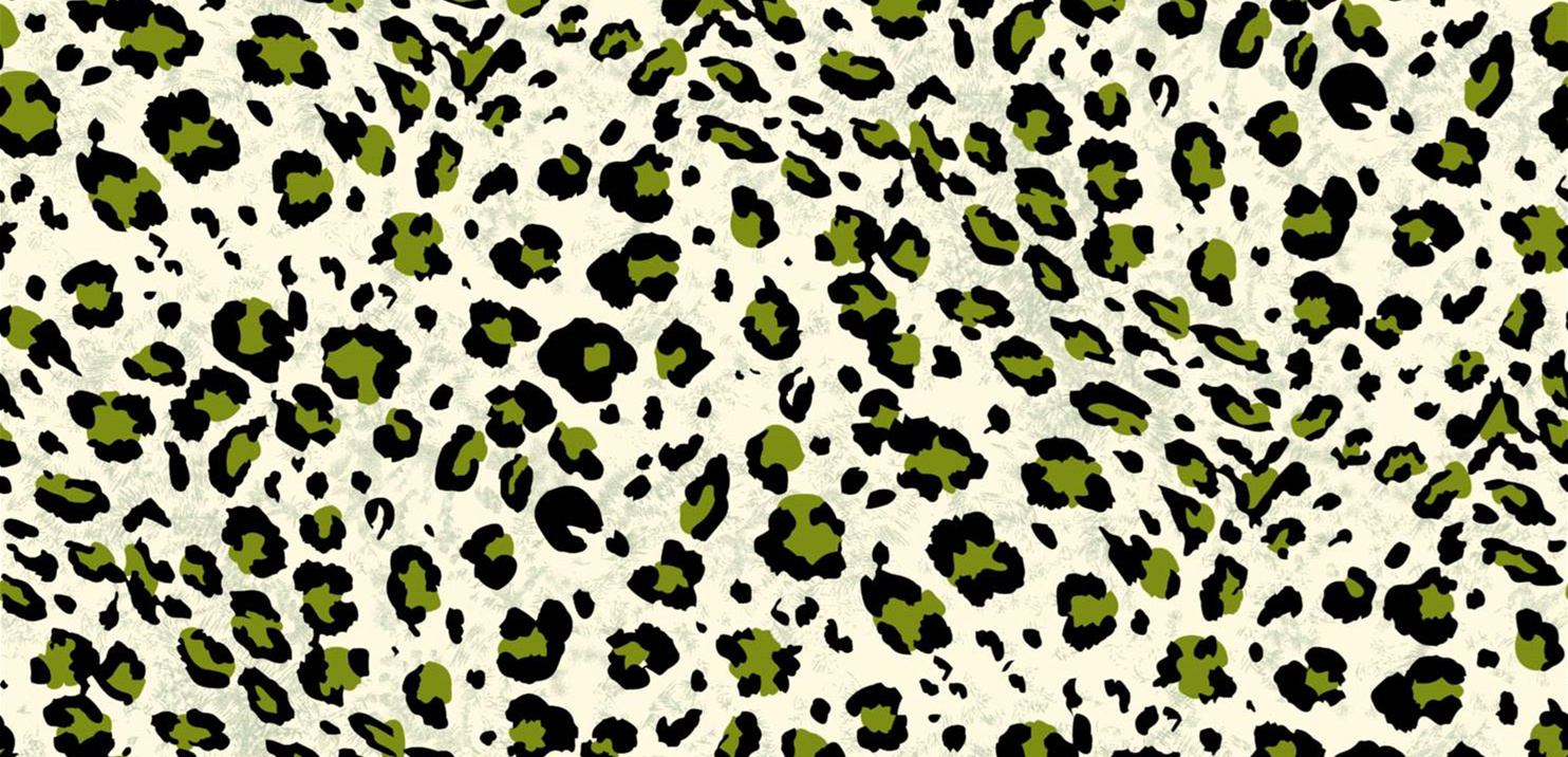 橄榄绿黑斑豹纹面料印花素材,适用于时尚服装印花设计