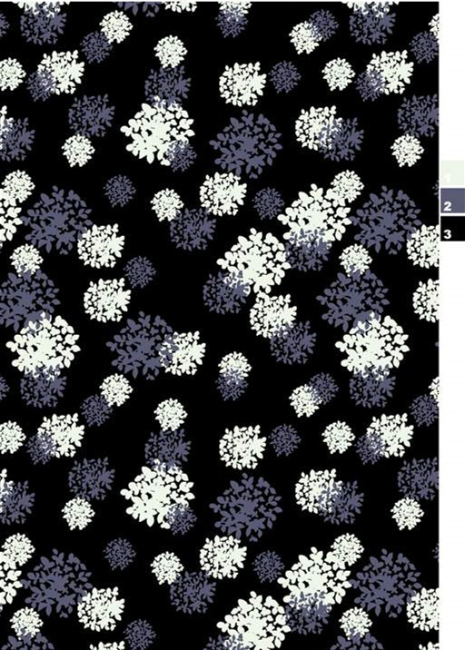 黑底白紫碎花面料印花素材,适用于服装印花设计的高清重复图案