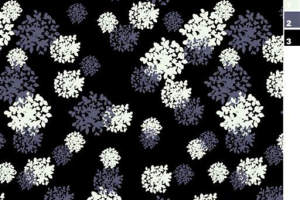 黑底白紫碎花面料印花素材，适用于服装印花设计的高清重复图案